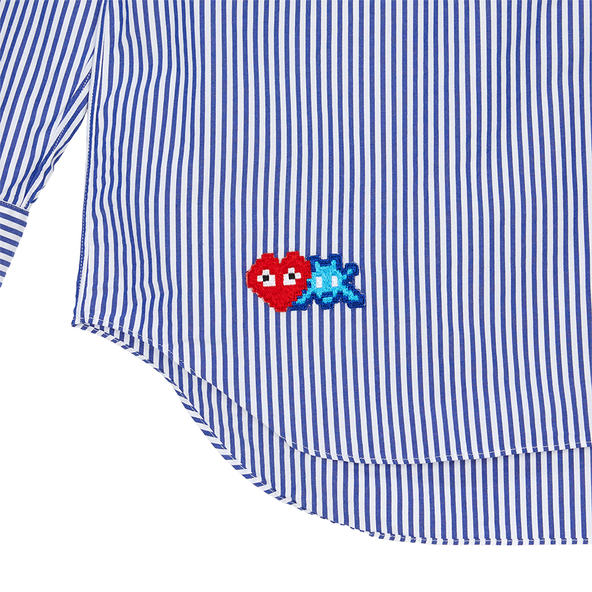 꼼데가르송(COMME DES GARCONS) X 인베이더 더블와펜 스트라이프 남성 셔츠 AZ B026 051 1