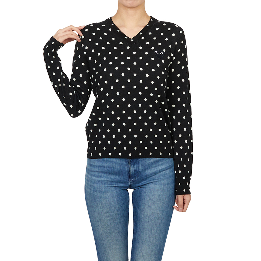 꼼데가르송(COMME DES GARCONS) 도트 블랙와펜 여성 니트 AZ N035 051 1