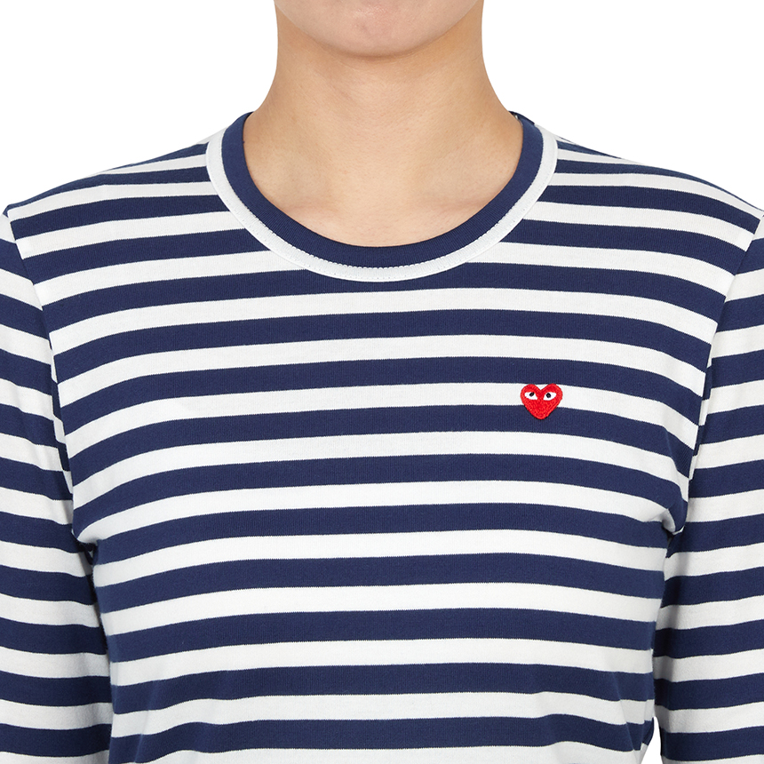 꼼데가르송(COMME DES GARCONS) 미니 레드와펜 스트라이프 여성 긴팔 티셔츠 AZ T207 051 1