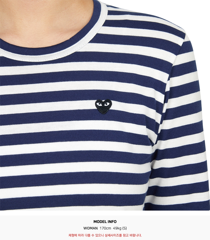 꼼데가르송(COMME DES GARCONS) 미니 블랙와펜 스트라이프 여성 긴팔 티셔츠 AZ T209 051 1
