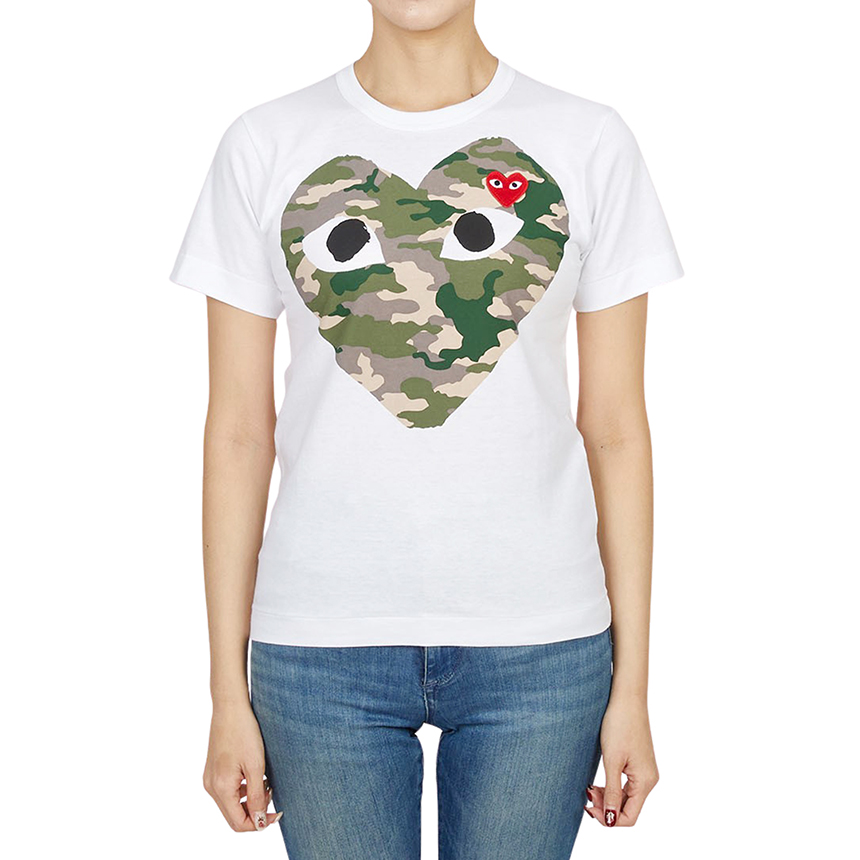 꼼데가르송(COMME DES GARCONS) 스크래치 카모플라주하트 여성 반팔티셔츠 AZ T241 051 1 SC_AZ T241 051 1_086