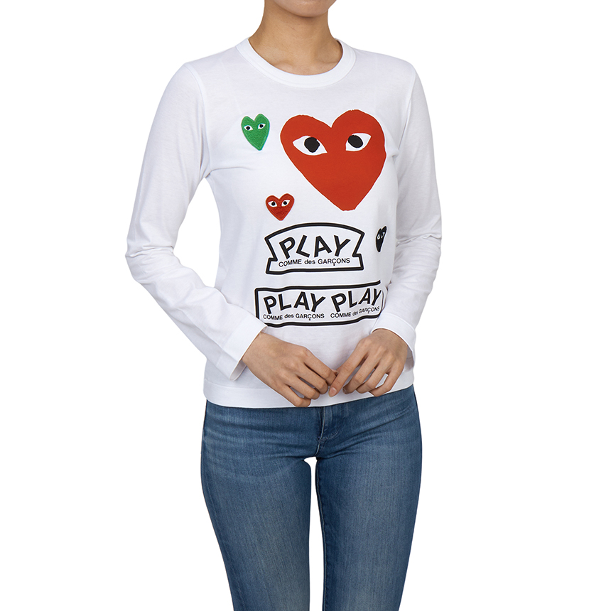 꼼데가르송(COMME DES GARCONS) 스크래치 멀티하트 여성 긴팔티셔츠 AZ T283 051 1 SA_AZ T283 051 1_059