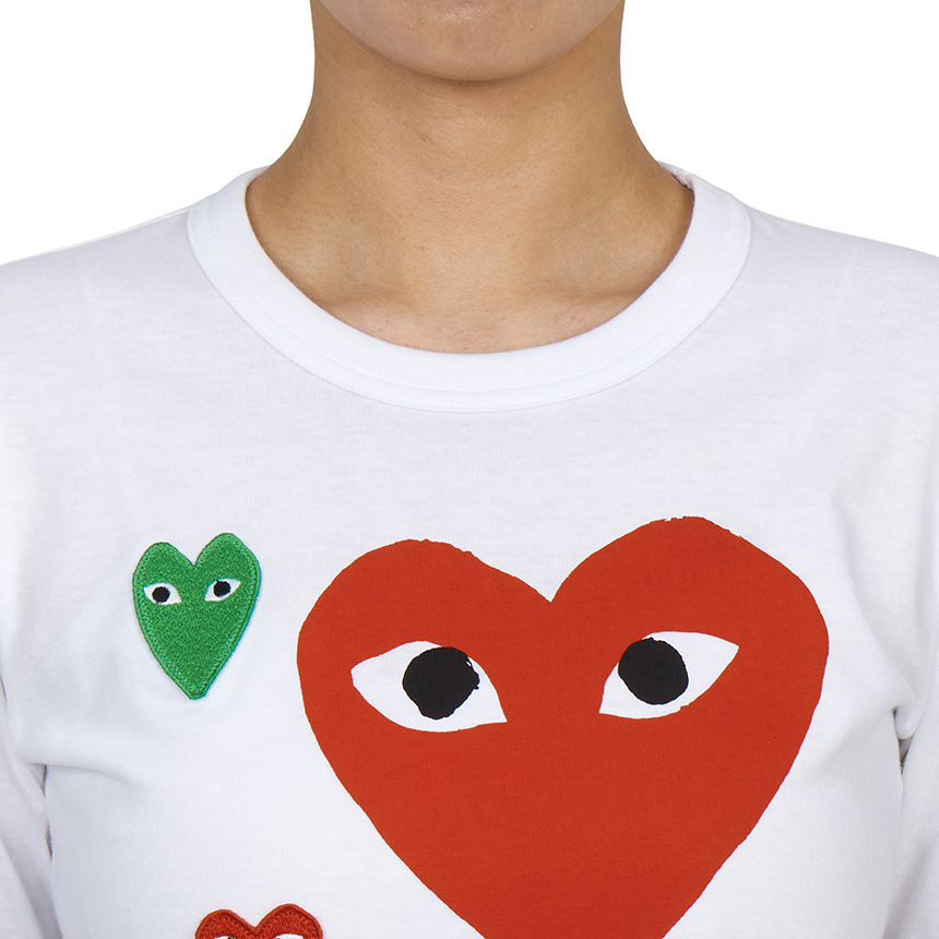 꼼데가르송(COMME DES GARCONS) 스크래치 멀티하트 여성 긴팔티셔츠 AZ T283 051 1 SA_AZ T283 051 1_059