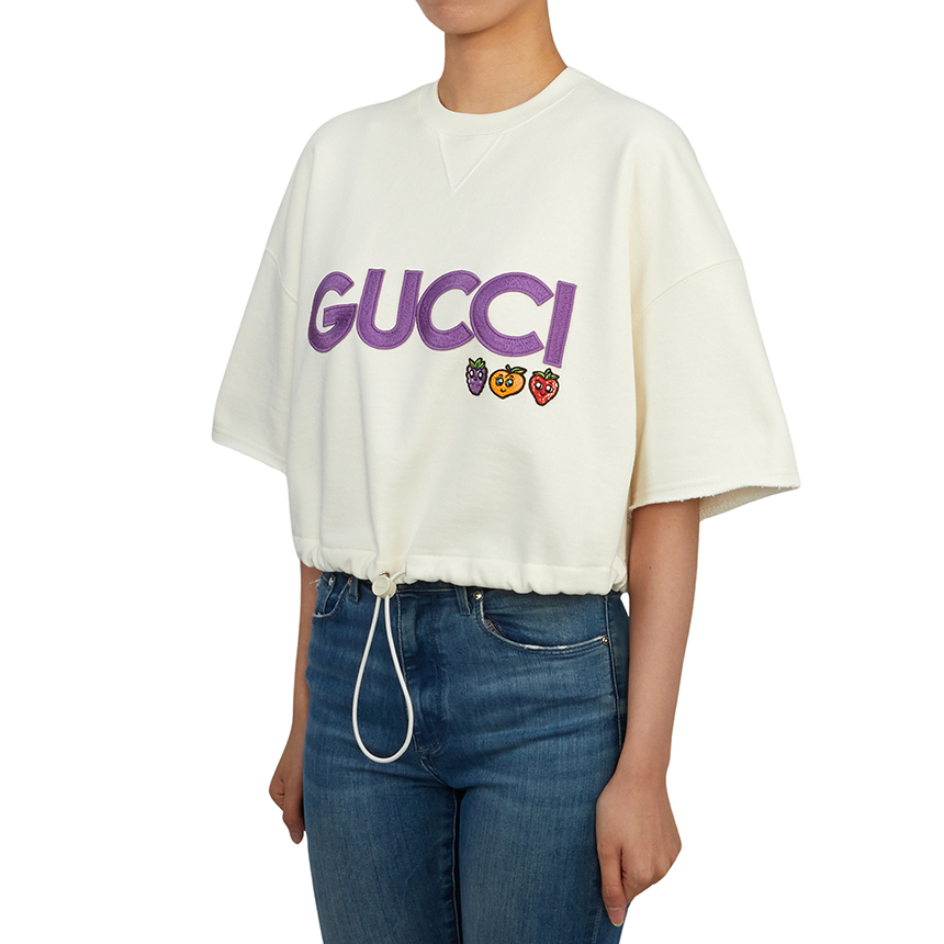 구찌(GUCCI) 여성 크롭 반팔티셔츠 773722 XJF8P 9088