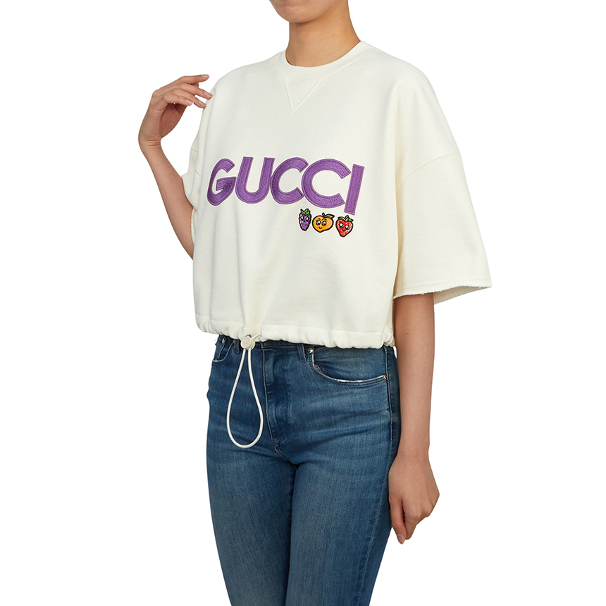 구찌(GUCCI) 여성 크롭 반팔티셔츠 773722 XJF8P 9088
