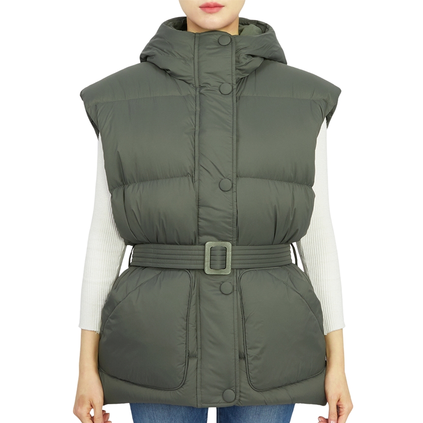 옌키옌키(IENKI IENKI) 베어 미쉐린 여자 후드 패딩 조끼 BEAR MICHLIN VEST SOFT KHAKI