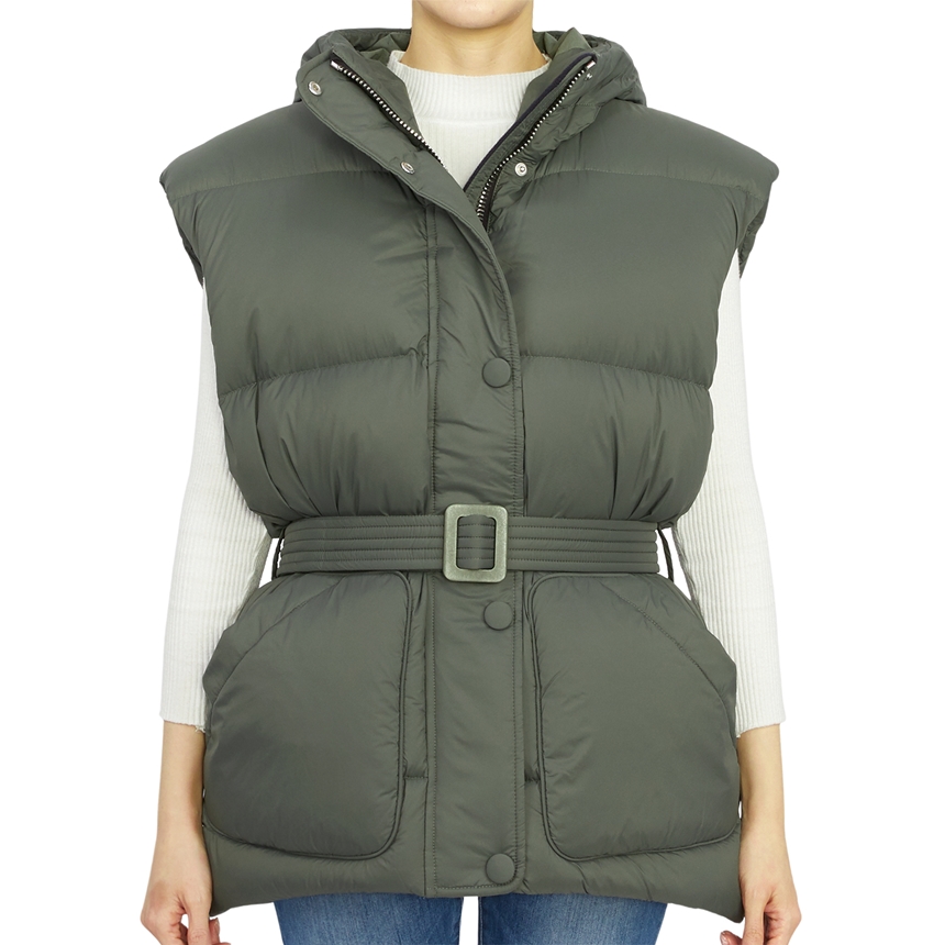 옌키옌키(IENKI IENKI) 베어 미쉐린 여자 후드 패딩 조끼 BEAR MICHLIN VEST SOFT KHAKI