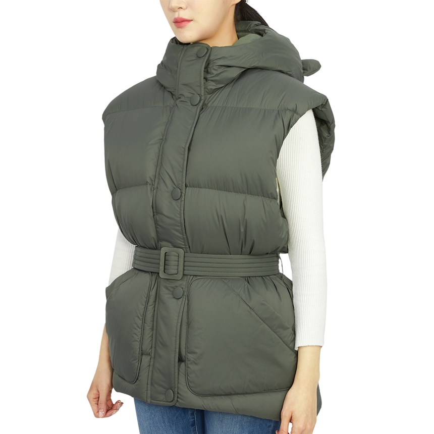 옌키옌키(IENKI IENKI) 베어 미쉐린 여자 후드 패딩 조끼 BEAR MICHLIN VEST SOFT KHAKI
