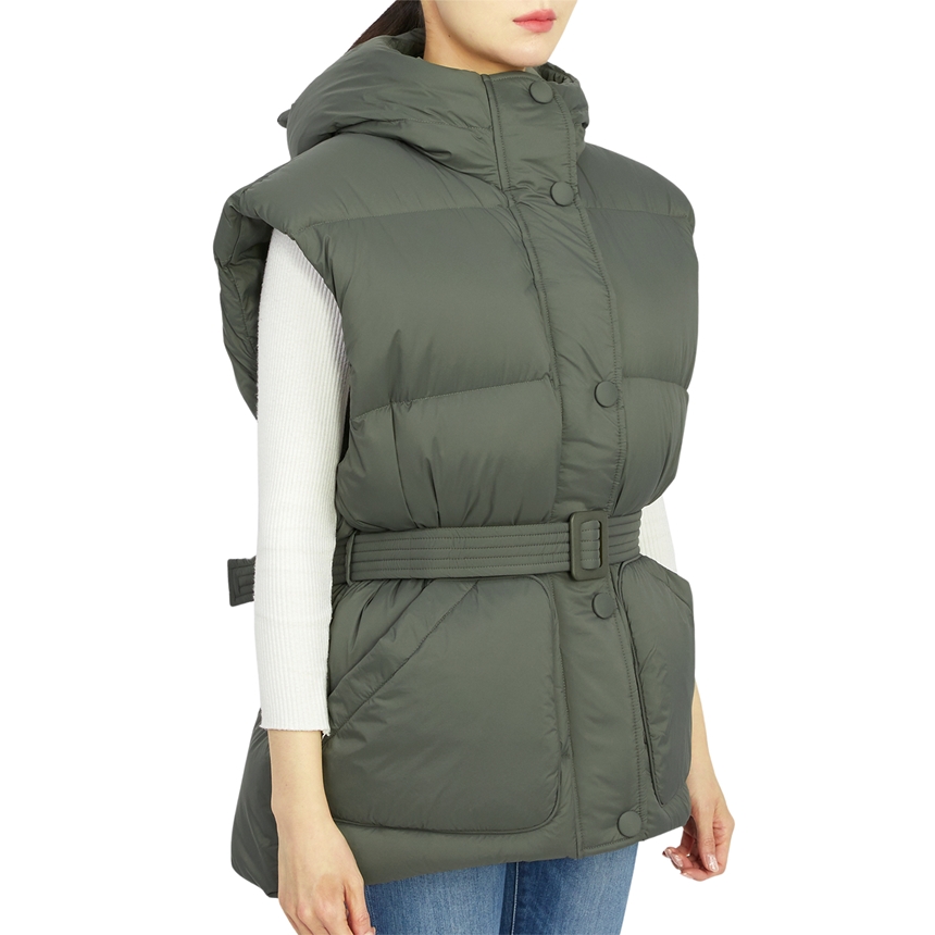 옌키옌키(IENKI IENKI) 베어 미쉐린 여자 후드 패딩 조끼 BEAR MICHLIN VEST SOFT KHAKI