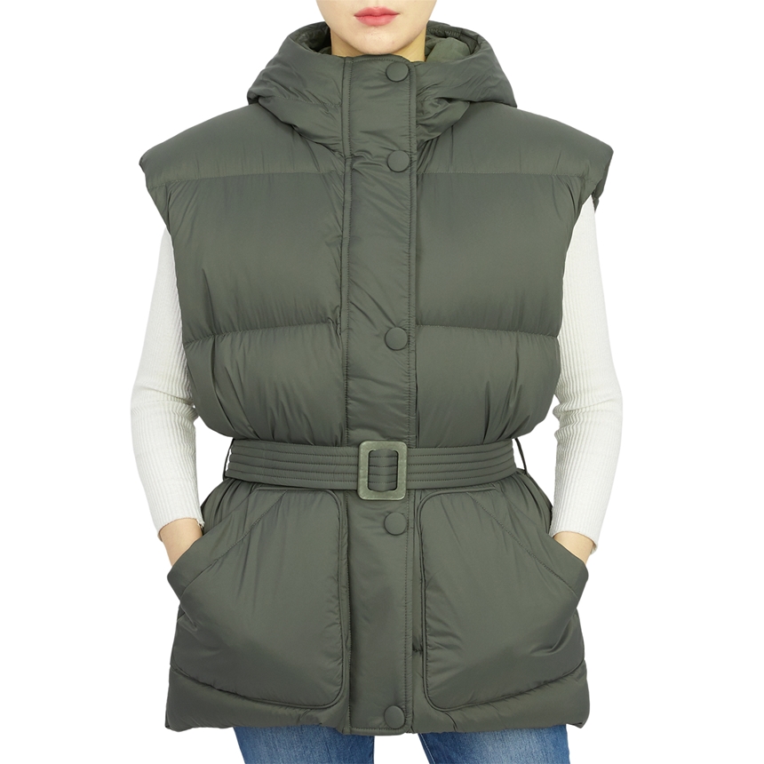 옌키옌키(IENKI IENKI) 베어 미쉐린 여자 후드 패딩 조끼 BEAR MICHLIN VEST SOFT KHAKI