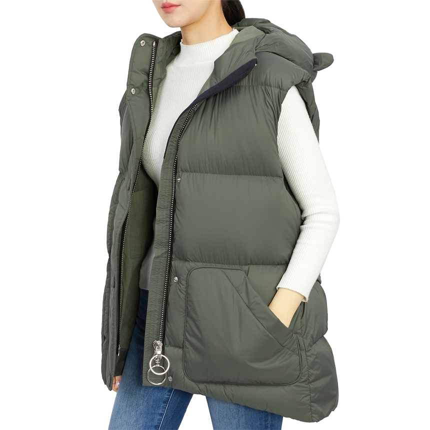 옌키옌키(IENKI IENKI) 베어 미쉐린 여자 후드 패딩 조끼 BEAR MICHLIN VEST SOFT KHAKI
