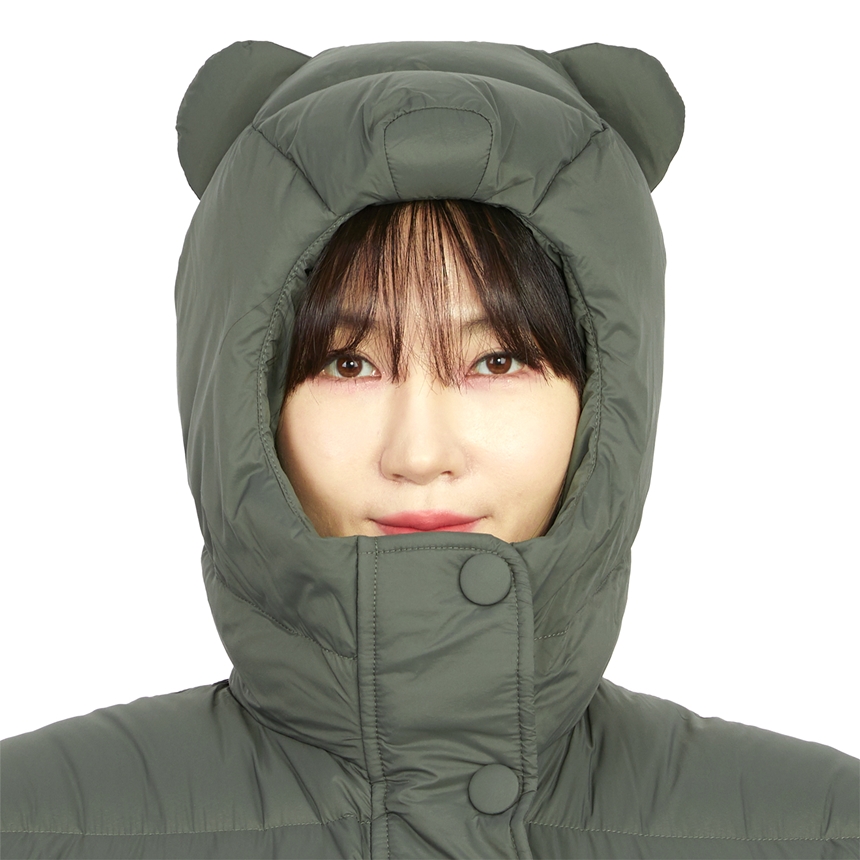 옌키옌키(IENKI IENKI) 베어 미쉐린 여자 후드 패딩 조끼 BEAR MICHLIN VEST SOFT KHAKI
