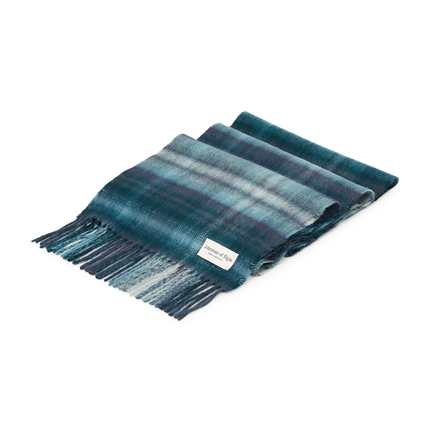 존스톤스 오브 엘긴(JOHNSTONS OF ELGIN) 소프트 블러 체크 캐시미어 목도리 (남여공용) RU7632 BLUE