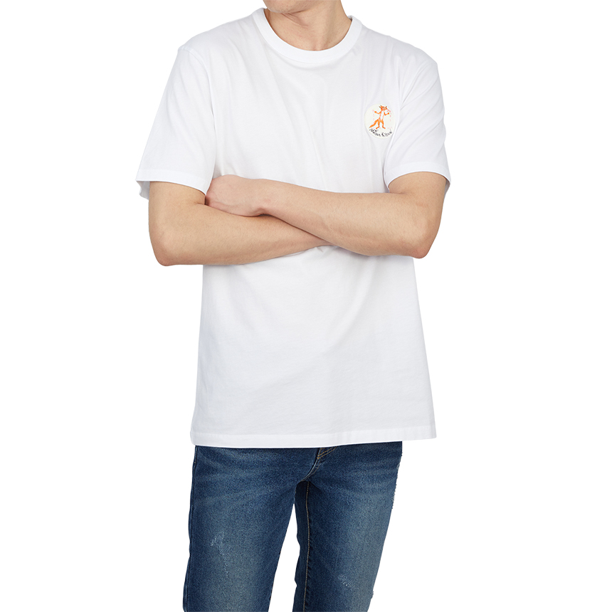 메종키츠네(MAISON KITSUNE) 메종키츠네 X 올림피아르탱 올리 플라워 폭스 패치 클래식 남자 크루넥 반팔티셔츠 JM00161KJ0008 P100