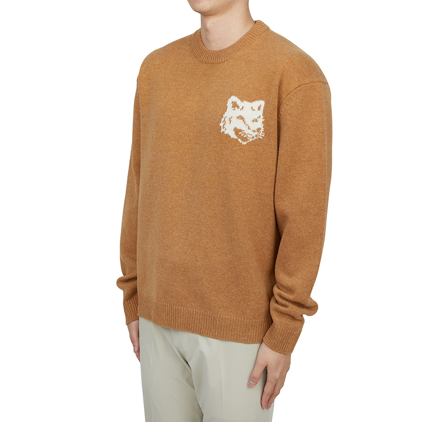 메종키츠네(MAISON KITSUNE) 폭스헤드 인타르시아 남성 니트 NM00808KM0329 P270