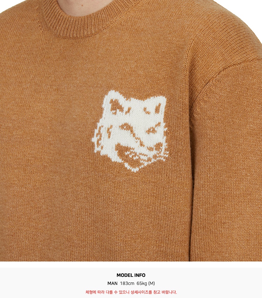메종키츠네(MAISON KITSUNE) 폭스헤드 인타르시아 남성 니트 NM00808KM0329 P270