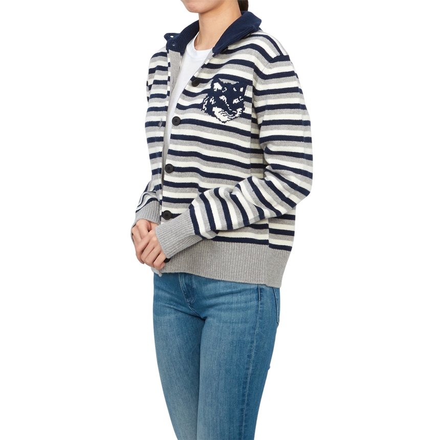 메종키츠네(MAISON KITSUNE) 폭스 헤드 스트라이프 여성 가디건 NW00503KM0329 B481