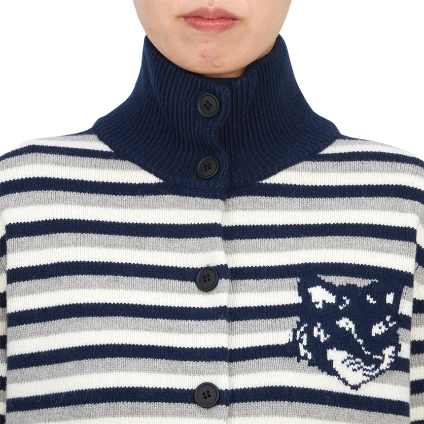 메종키츠네(MAISON KITSUNE) 폭스 헤드 스트라이프 여성 가디건 NW00503KM0329 B481