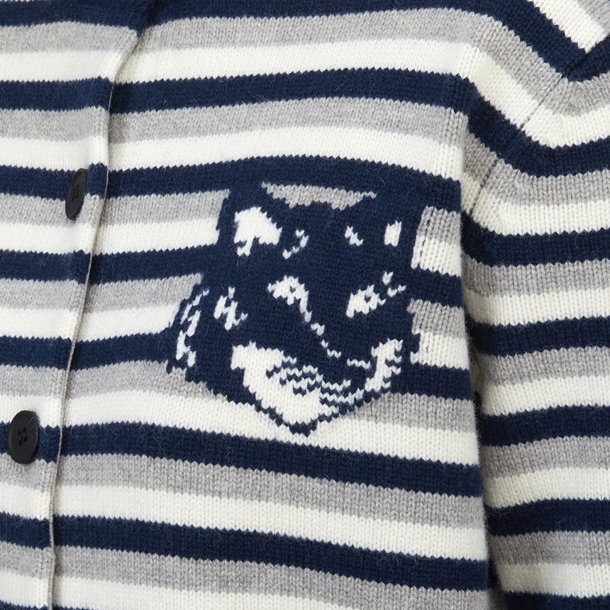 메종키츠네(MAISON KITSUNE) 폭스 헤드 스트라이프 여성 가디건 NW00503KM0329 B481