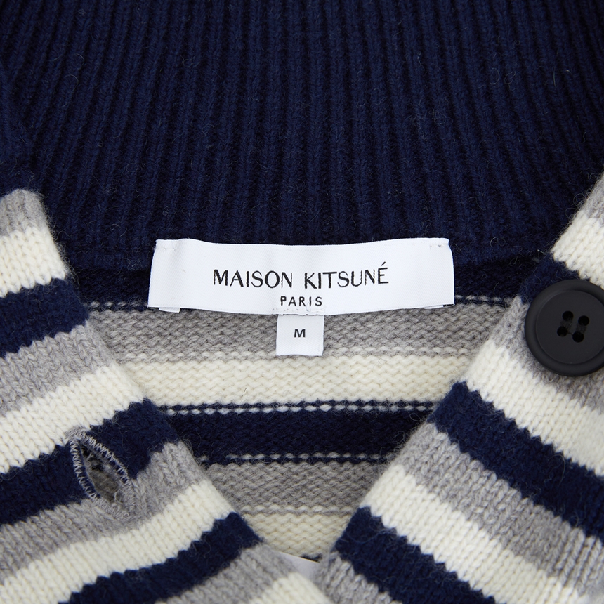 메종키츠네(MAISON KITSUNE) 폭스 헤드 스트라이프 여성 가디건 NW00503KM0329 B481