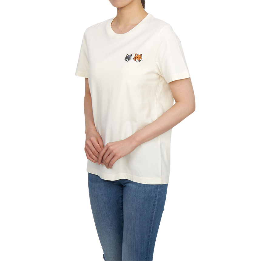 메종키츠네(MAISON KITSUNE) 더블 볼드 폭스헤드 여성 반팔티셔츠 OW011CFKJ0008 P702