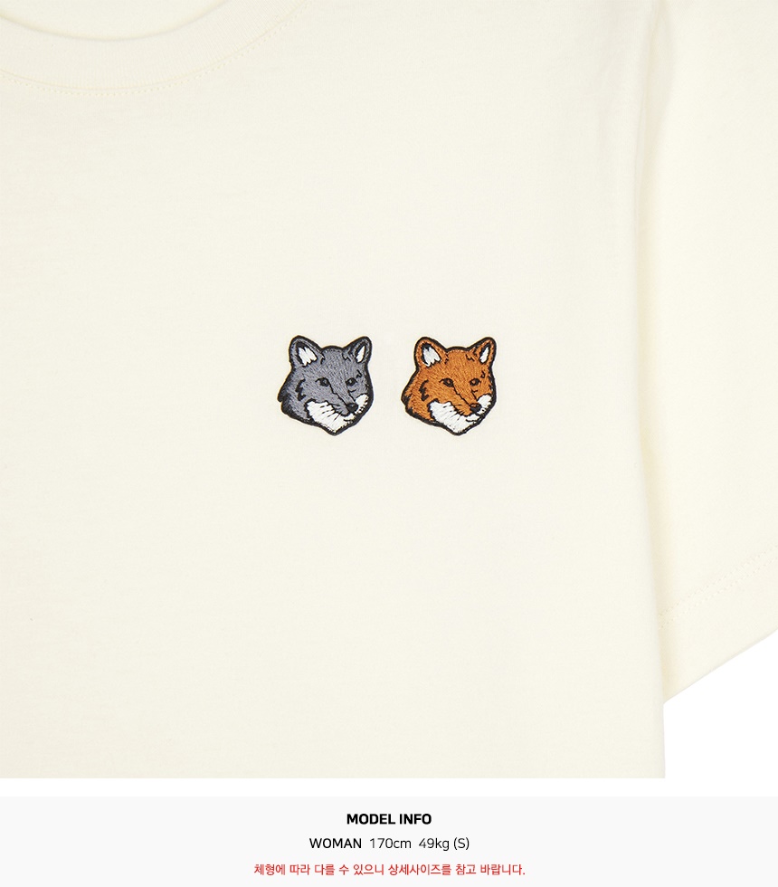메종키츠네(MAISON KITSUNE) 더블 볼드 폭스헤드 여성 반팔티셔츠 OW011CFKJ0008 P702