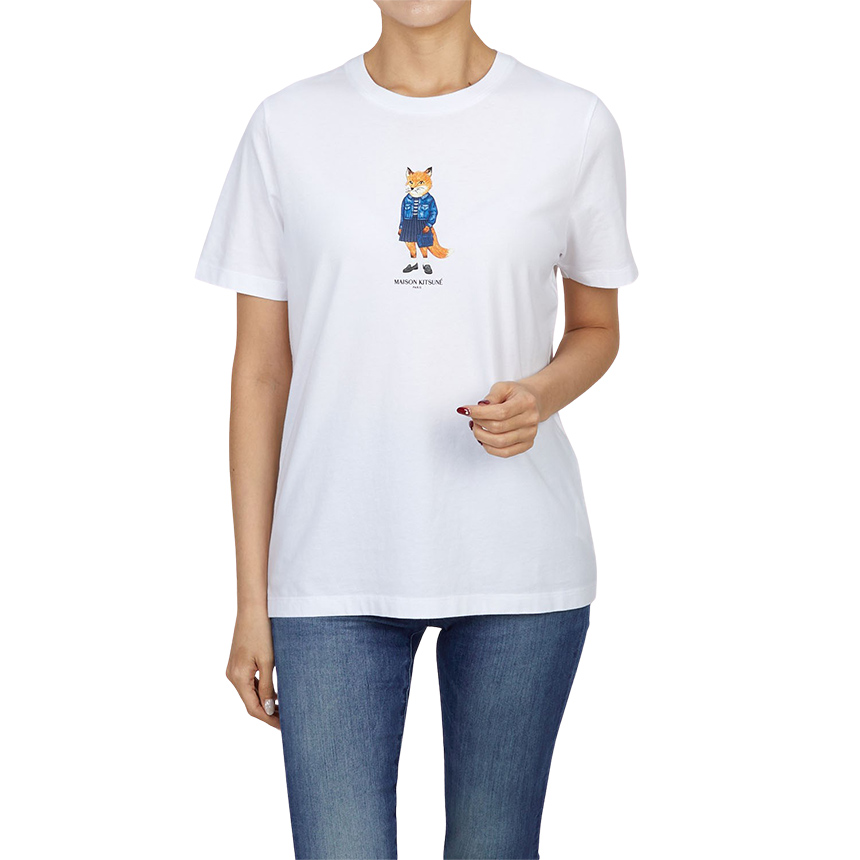 메종키츠네(MAISON KITSUNE) 드레스드 폭스 여성 반팔티셔츠 PW00119KJ7026 P100
