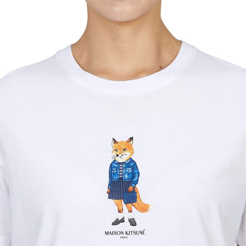 메종키츠네(MAISON KITSUNE) 드레스드 폭스 여성 반팔티셔츠 PW00119KJ7026 P100