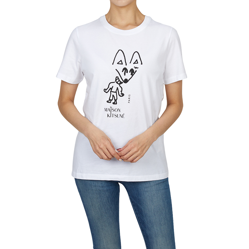 메종키츠네(MAISON KITSUNE) 파티 폭스 여성 반팔티셔츠 PW00120KJ7026 M186