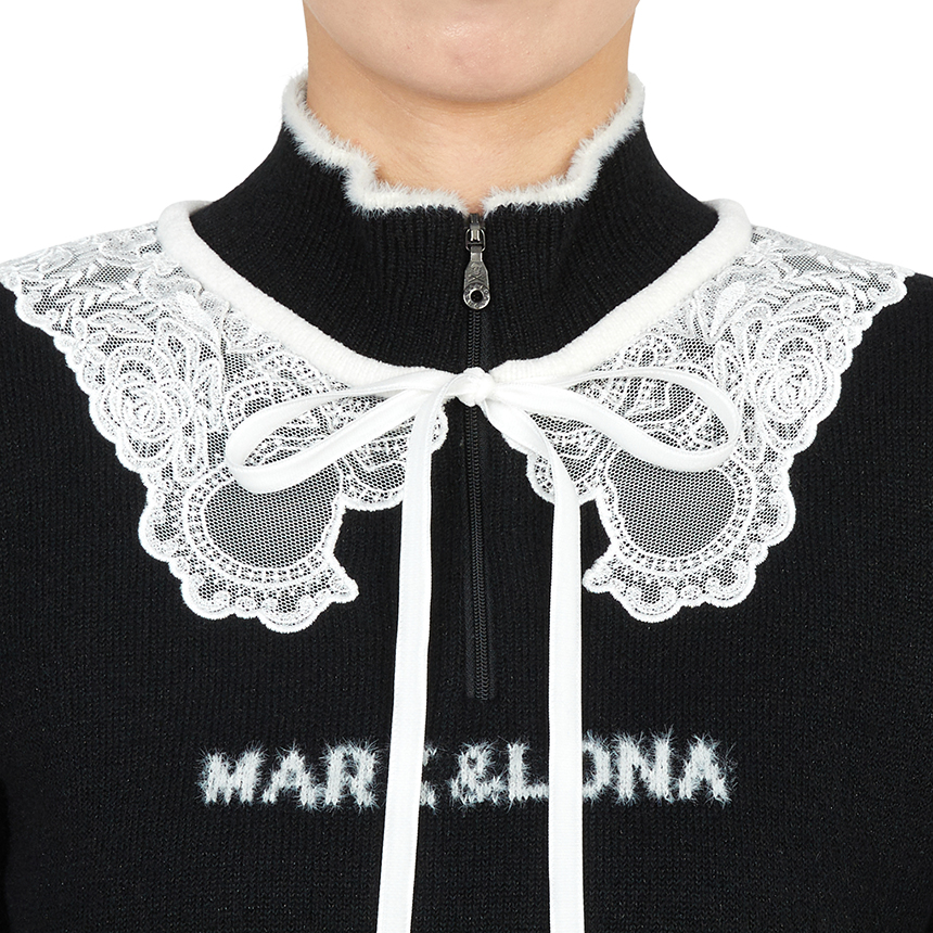 마크앤로나(MARK & LONA) 골프웨어 여성 반집업 니트 MLW 5C AB05 BLACK