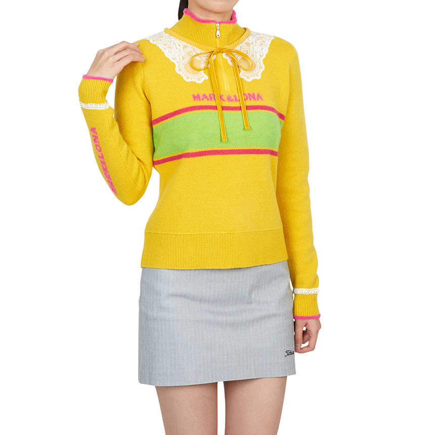 마크앤로나(MARK & LONA) 골프웨어 여성 반집업 니트 MLW 5C AB05 ORANGE