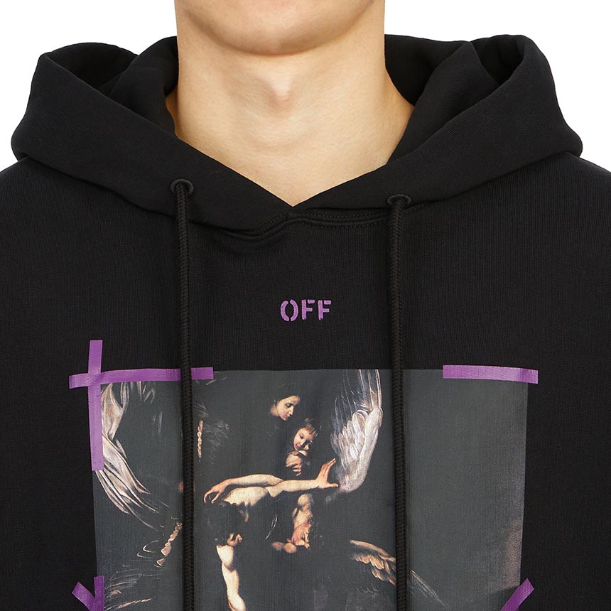 오프화이트(OFF WHITE) 애로우 카라바지오 멀씨 스케이트 남자 후드 기모 긴팔 맨투맨 티셔츠 OMBB085S 23FLE001 1036