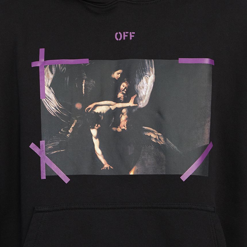 오프화이트(OFF WHITE) 애로우 카라바지오 멀씨 스케이트 남자 후드 기모 긴팔 맨투맨 티셔츠 OMBB085S 23FLE001 1036