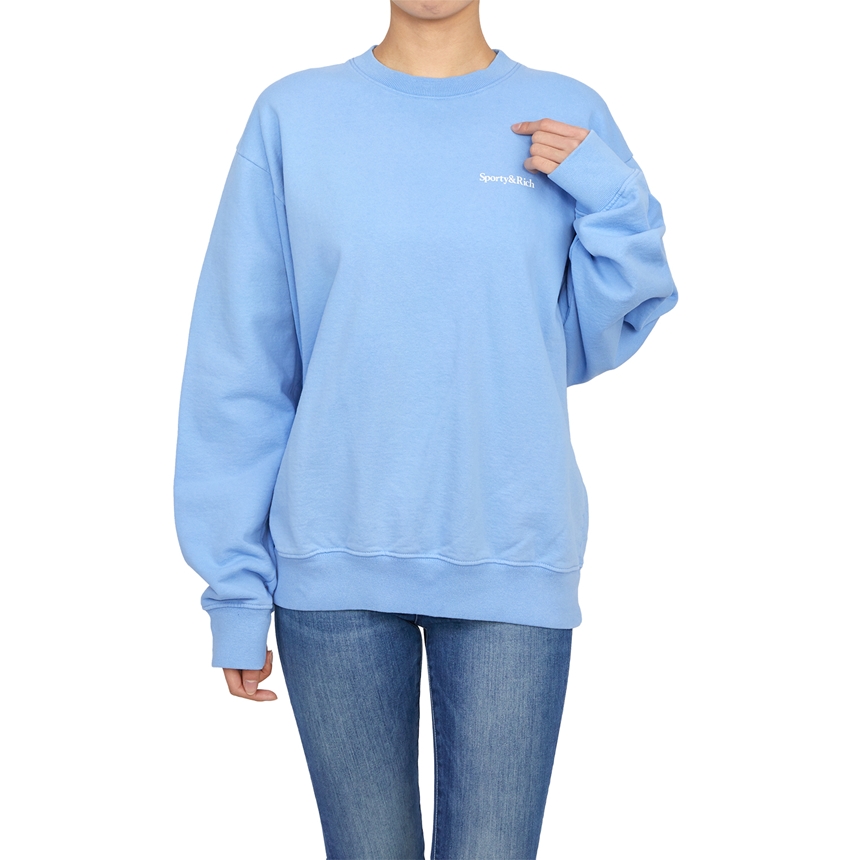 스포티앤리치(SPORTYRICH) 드링크 모어 워터 공용 기모 긴팔 맨투맨 티셔츠 CR472PW PERIWINKLE