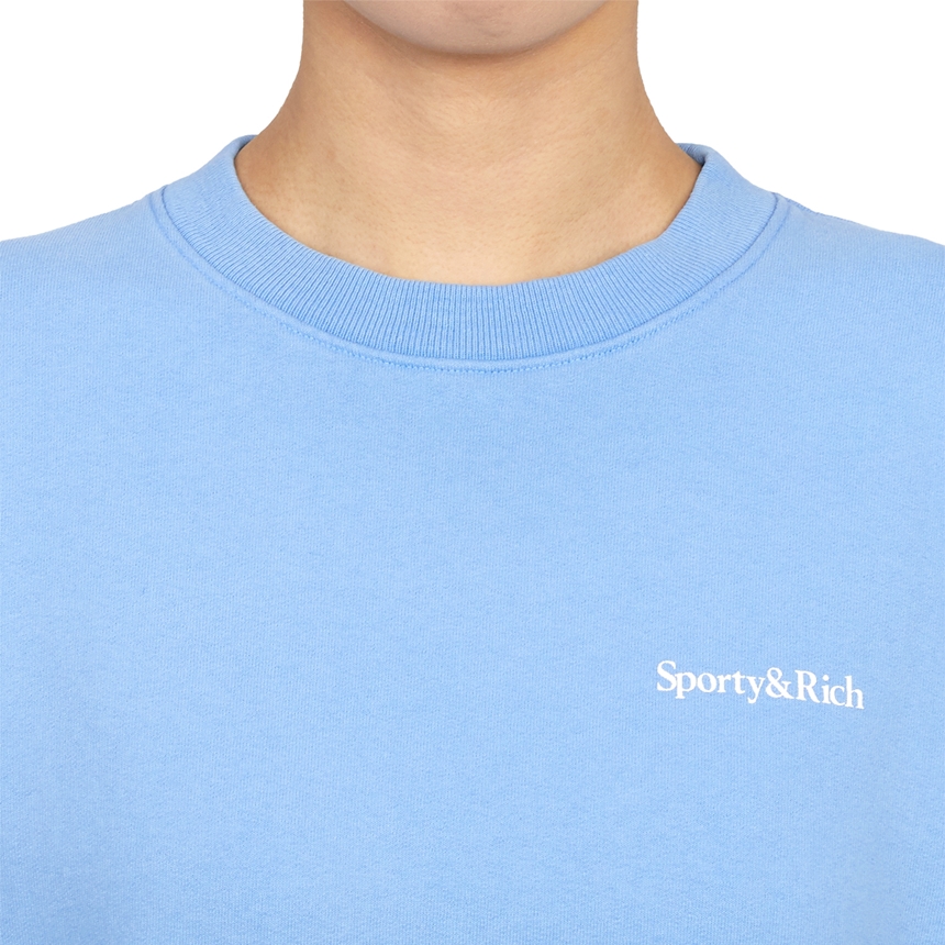 스포티앤리치(SPORTYRICH) 드링크 모어 워터 공용 기모 긴팔 맨투맨 티셔츠 CR472PW PERIWINKLE