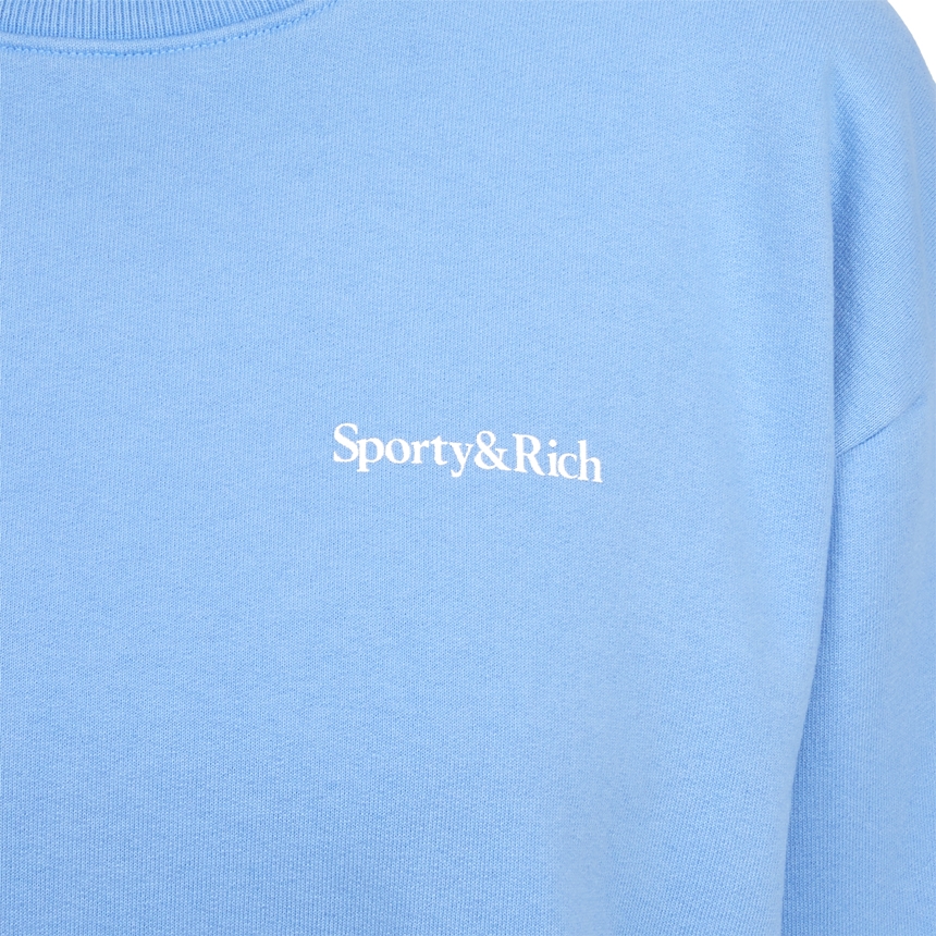 스포티앤리치(SPORTYRICH) 드링크 모어 워터 공용 기모 긴팔 맨투맨 티셔츠 CR472PW PERIWINKLE
