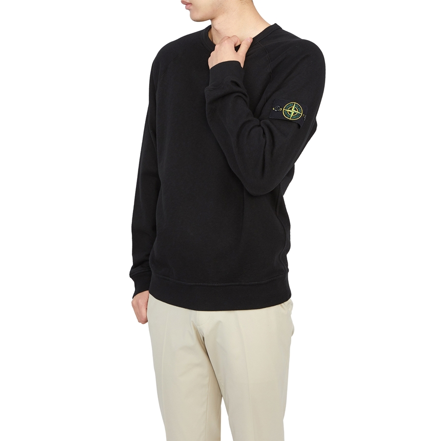 스톤아일랜드(STONE ISLAND) 올드 트리트먼트 와펜 남자 크루넥 긴팔 맨투맨 티셔츠 781566360 V0029