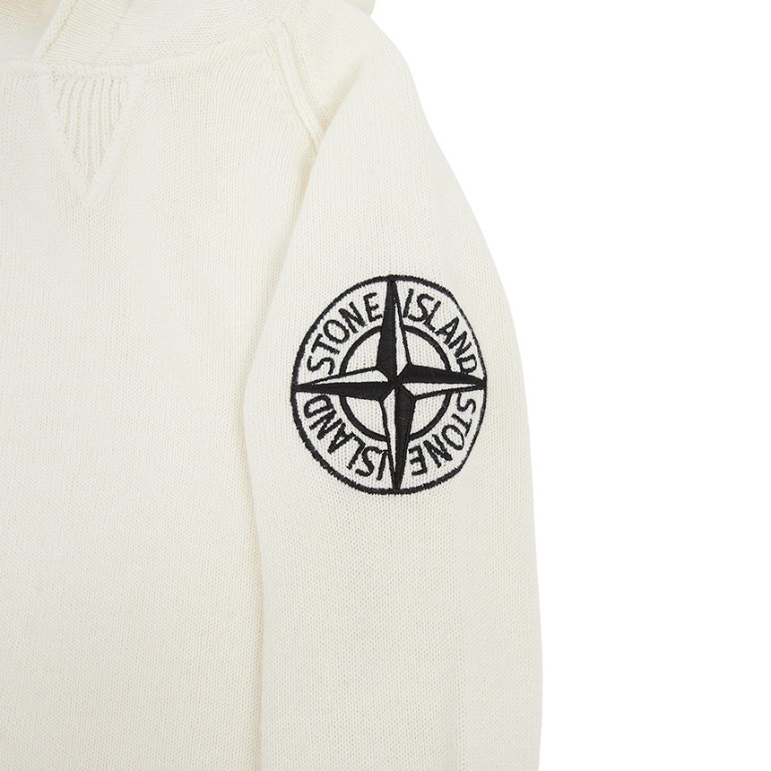스톤아일랜드키즈(STONE ISLAND KIDS) 와펜 로고 키즈 후드 울 니트 7716508A1 V0099 14A16A