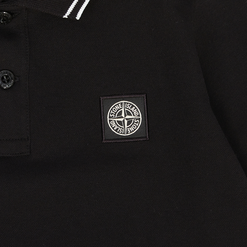 스톤아일랜드키즈(STONE ISLAND KIDS) 로고 패치 키즈 카라 반팔티셔츠 (성인착용가능) 781621348 V0029 10A12A