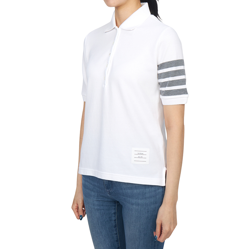 톰브라운(THOM BROWNE) 여성 카라 반팔티셔츠 FJP052G 07976 100
