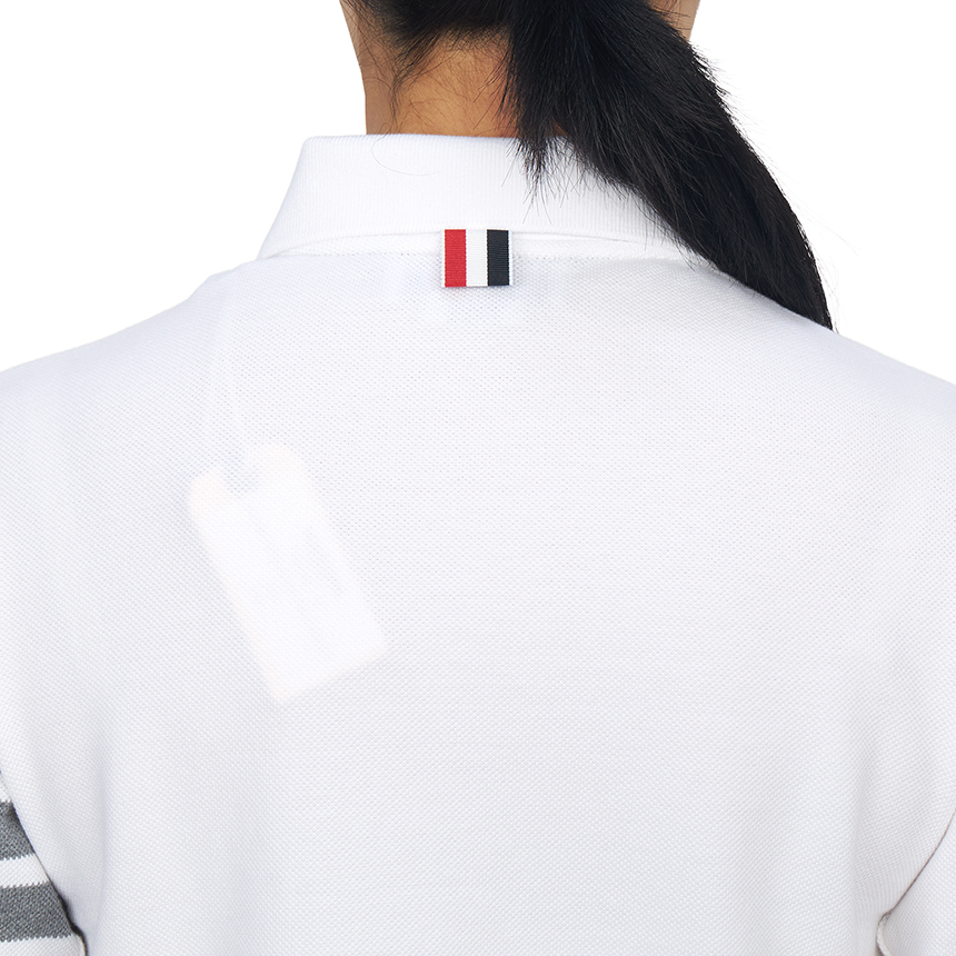 톰브라운(THOM BROWNE) 여성 카라 반팔티셔츠 FJP052G 07976 100