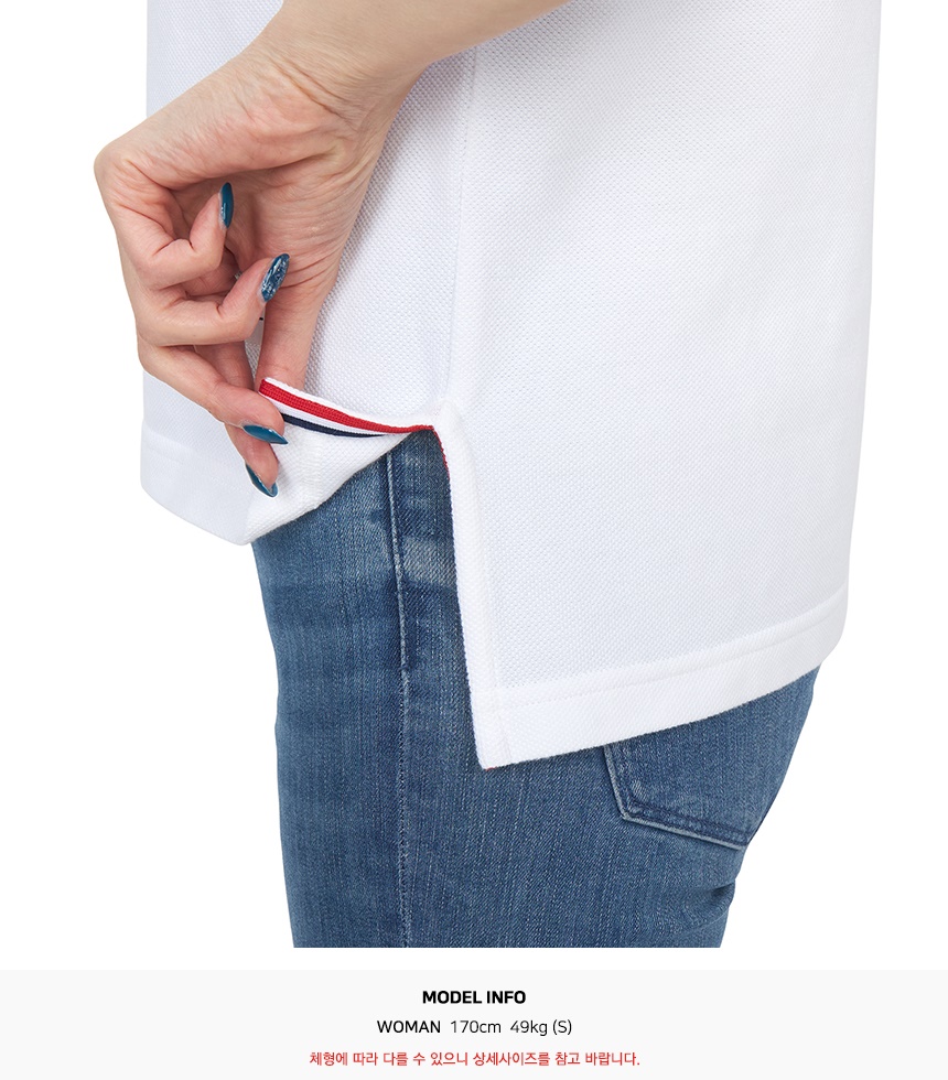 톰브라운(THOM BROWNE) 여성 카라 반팔티셔츠 FJP052G 07976 100