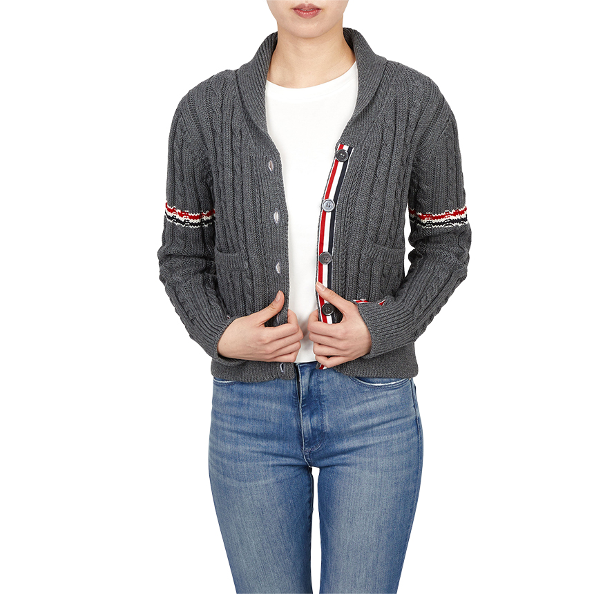 톰브라운(THOM BROWNE) 여성 카라 가디건 FKC621A Y1024 035
