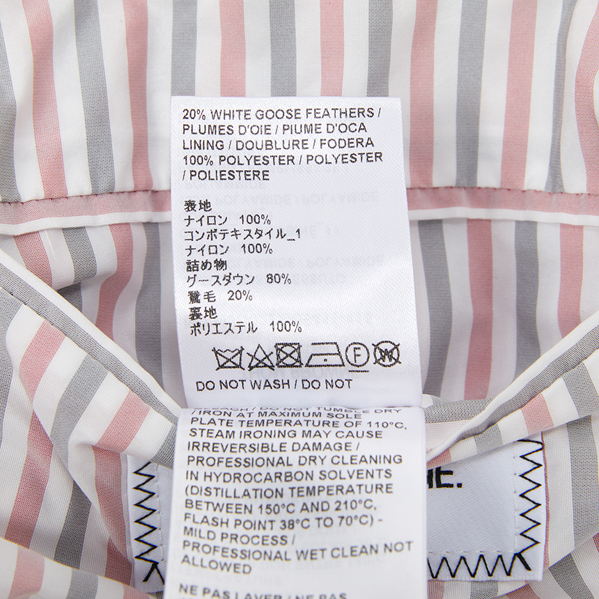 톰브라운(THOM BROWNE) 사선 완장 남자 후드 패딩 점퍼 MJD022X 05411 415