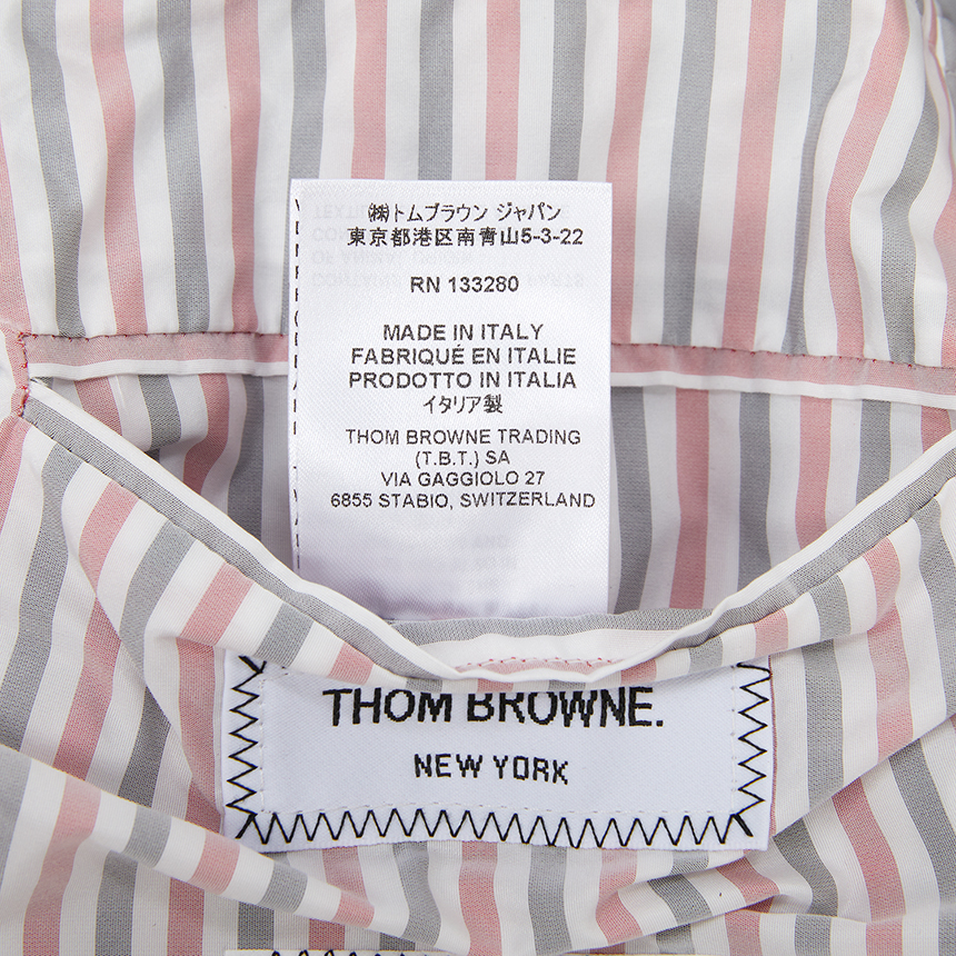 톰브라운(THOM BROWNE) 사선 완장 남자 후드 패딩 점퍼 MJD022X 05411 415