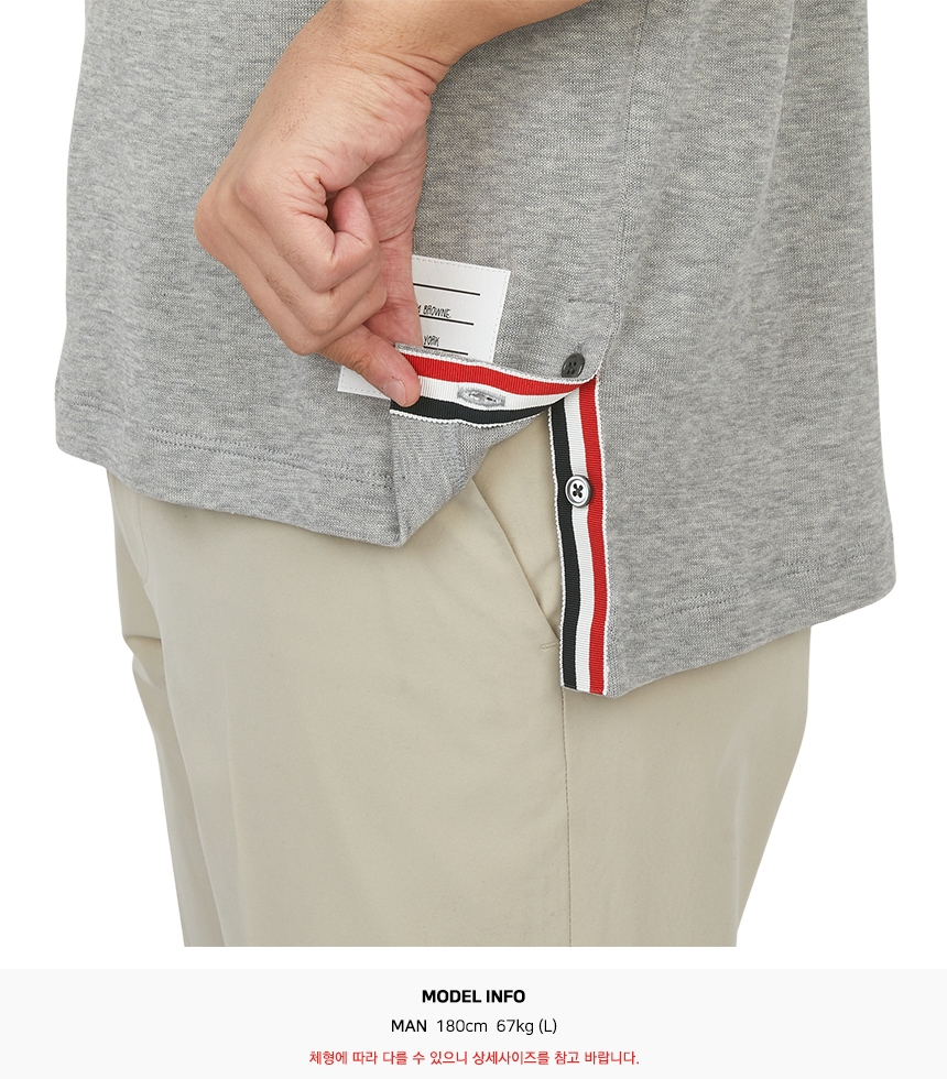 톰브라운(THOM BROWNE) 남성 카라 반팔티셔츠 MJP193A J0129 035