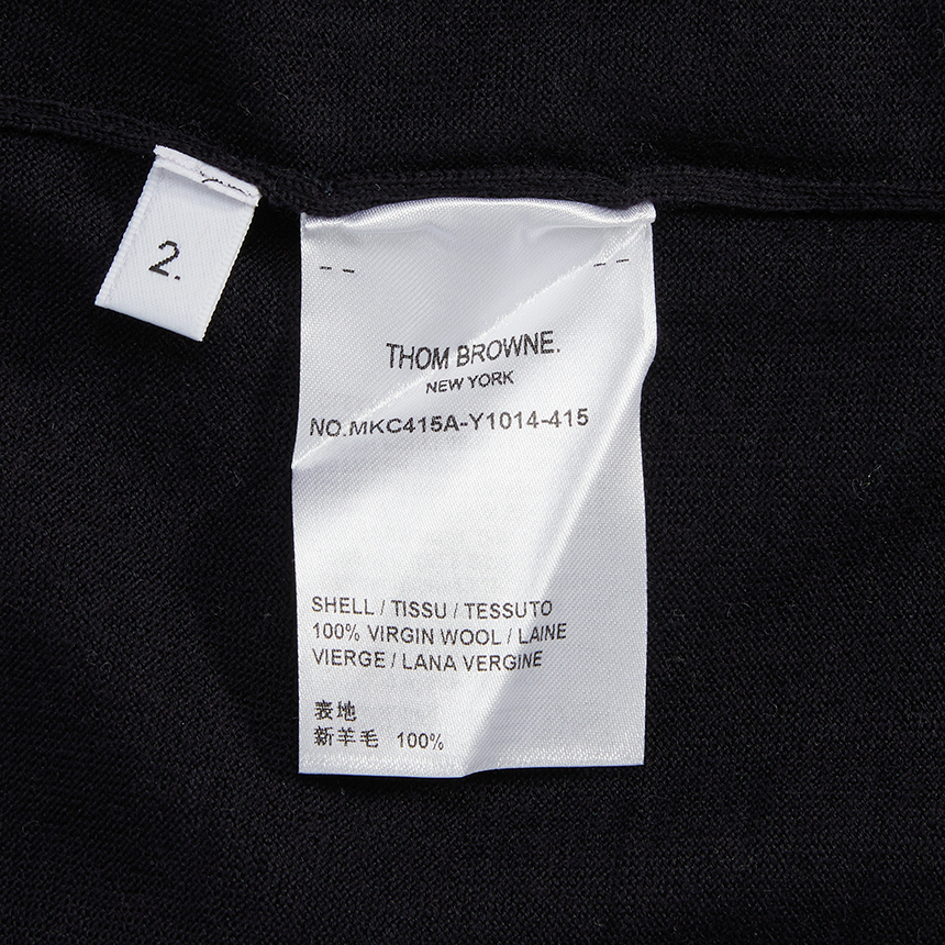 톰브라운(THOM BROWNE) 사선 스트라이프 랍스터 하프 드롭 릴렉스 남자 울 가디건 MKC415A Y1014 415