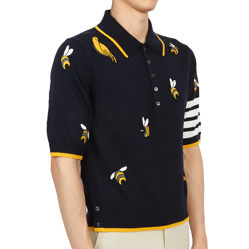 톰브라운(THOM BROWNE) 남성 카라 반팔 니트 MKP083A Y1002 415